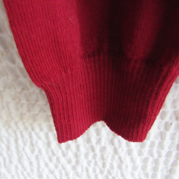Mens XL Maroon  Sweater Red Fine Merino Wool Made in Italy Vneck Marco Fiori - Picture 5 of 8